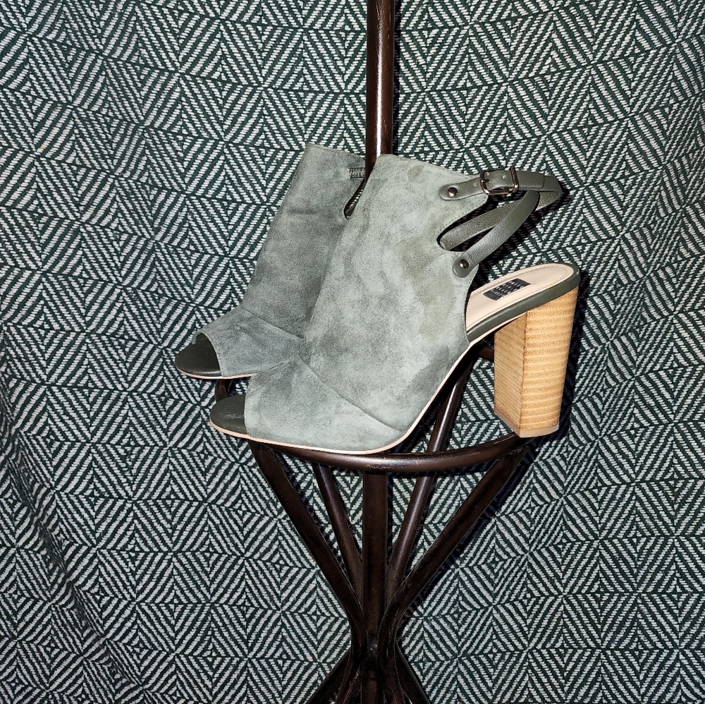 White House Black Market Green Suede Booties